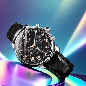 Montre à quartz Modiya pour homme, chronographe analogique, phase de lune, tachymètre, date, boîtier en acier inoxydable, bracelet en cuir noir, été 2024 - Product Image 4