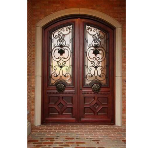 Puertas dobles de hierro forjado frontal de seguridad americana Fabricante profesional francés para Villa y apartamento de entrada moderna - Product Image 6