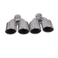 Punta de Escape Doble Ovalada de 81 mm, Forma de Y, Borde Enrollado, Cromado Pulido, Acero Inoxidable, Punta de Silenciador Doble, Tubo de Escape para Automóvil, Tuning