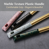 Kit d'ustensiles de cuisine plaqué or, manche en plastique marbré, acier 201, cuisine, restaurant, hôtel, traiteur, pâtisserie, passe au lave-vaisselle, 6 pièces