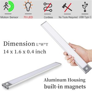 มาใหม่แบตเตอรี่แบบถอดได้ Led Usb ชาร์จ Ultra-บางเซ็นเซอร์ความเคลื่อนไหวภายใต้ตู้สําหรับตู้เสื้อผ้าห้องครัว - Product Image 4