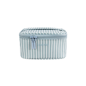 Petite pochette à fermeture éclair rayée mignonne, pochette de voyage pour femmes avec compartiments, trousse de maquillage pratique pour sac à main - Product Image 1