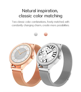 [Expédition sous 3 jours] Montre connectée pour femme en or rose de luxe, écran AMOLED HD de 1,19 pouces, boîtier en acier inoxydable, coffret cadeau pour Android IOS - Product Image 1