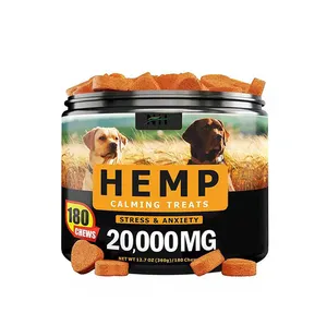 Hot Sale Pet Dog Suplemento Hemp Calmante Treat 180 Mastiga para Pet Vitaminas Suporte Stress & Ansiedade Para Animais De Estimação