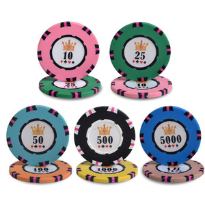Jetons de poker en argile Texas Hold'em haut de gamme 43x3,3 mm, 16,5 g, ensemble de divertissement de casino avec jetons de poker en fer - Product Image 3