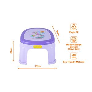 L 29 X W 29 X H 20 cm Lightweight <b>Low</b> PP Square Seat Minimalist Kids Plastic <b>Stool</b> 3306 Purple Unicorn Durable Eco-Friendly - Product Image 1
