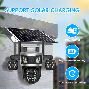 กล้องวงจรปิด 4 เลนส์ 4G พลังงานแสงอาทิตย์ สำหรับภายนอกอาคาร กันน้ำ ซูม 10 เท่า กล้องสมาร์ทโฮมไร้สาย PTZ ควบคุมระยะไกล ตรวจจับความเคลื่อนไหว - Product Image 3
