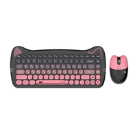 Clavier et souris sans fil pour ordinateur, forme de chat, mignon, rétro, avec logo personnalisé d'usine