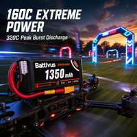 Batterie LiPo Battivus 6S 1350mAh 160C 22.2V, puissance extrême 320C en impulsion, pour drone de course FPV, quadricoptère freestyle, course professionnelle