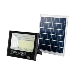 Lampu sorot led tenaga surya, lampu luar ruangan kekuatan Solar Ip67 tahan air dengan panel surya/cahaya banjir luar ruangan 25w 40w 60w 100w 200w