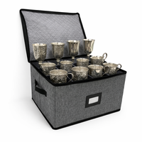 Boîte de rangement carrée pliable en tissu classique à 12 compartiments pour outils