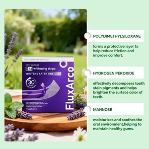 Tiras y Adhesivos Blanqueadores de Dientes <span class=keywords><strong>V34</strong></span> Púrpura Sin Peróxido, Sin Sabor Artificial, Personalizables, para una Limpieza Dental Saludable - Product Image 4