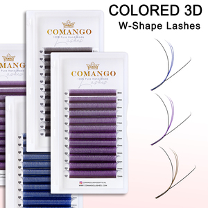CoMango 3D W Cils en éventail bleus/violets à trois brins, volume C D, faux cils - Product Image 1