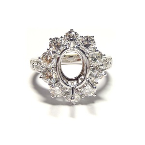 Bague en forme de vrai diamant blanc pour femme, bijou décoratif de conception précieuse, 18 carats, montage ovale, fixation de griffe, bague en fleur pour dames - Product Image 1