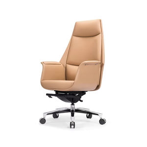 Chaise de bureau et chaise de réunion ergonomique à dossier haut et au milieu, moderne, pivotante et réglable en cuir. - Product Image 1