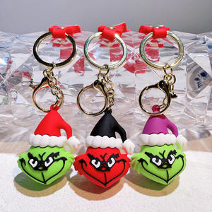 Vente chaude <span class=keywords><strong>de</strong></span> haute qualité 3D PVC dessin animé Grinches <span class=keywords><strong>Grinch</strong></span> mousqueton porte-clés 3D Anime Figure coupe décoration en caoutchouc Durable - Product Image 4