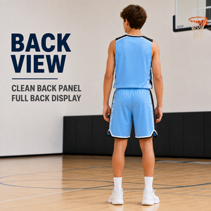 Custom gemaakte jeugdbasketbaluniform, V-hals jacquard mesh sleeveless jersey shorts set voor junioren basketbalcompetities - Product Image 2