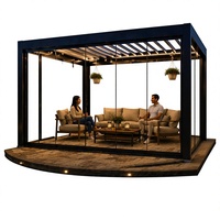 Pergola Bioclimatica Motorizzata 5x5 in Lega di Alluminio Verniciata a Polvere con Lamelle Orientabili e Sistema Zip Blinds - Design Moderno Eco-Sostenibile