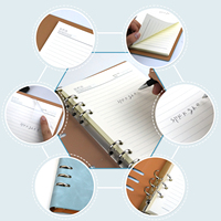 Planificateur de classeur de journaux à feuilles mobiles personnalisé rechargeable A5 en cuir PU à 6 anneaux