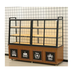 Hongzhan 3-<strong>Tier</strong> Wall Wooden Bread Bakery <strong>Display</strong> Showcase Metal and MDF Glass Lighting <strong>Display</strong> <strong>Case</strong> for Retail Shop - Product Image 1