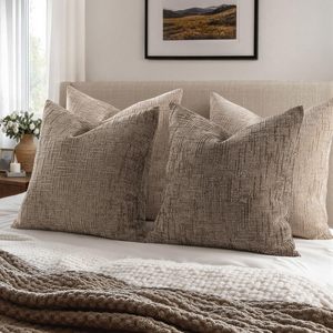 Kussenhoezen Taupe Grijs 18 x 18 Inch <span class=keywords><strong>Set</strong></span> van <span class=keywords><strong>2</strong></span> Landelijke Stijl Kussenhoezen voor Bank <span class=keywords><strong>Sofa</strong></span> Woonkamer Slaapkamer - Product Image 5