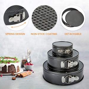 Set di 3 Teglie Rotonde Antiaderenti per Cheesecake e <span class=keywords><strong>Torte</strong></span> Nuziali, con Fondo Rimovibile e Base Antiscivolo - Product Image 2