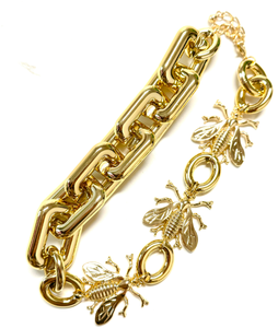 Nouveau collier tendance en alliage plaqué or avec chaîne à maillons larges, motif libellule, papillon, <span class=keywords><strong>poisson</strong></span> <span class=keywords><strong>rouge</strong></span>, insecte, chaîne épaisse, collier ras du cou, bijoux - Product Image 3