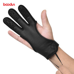 Baodun Three Finger Archery Glove Leather Black Unisex Outdoor <b>Shooting</b> Protection Smlxl - Product Image 1