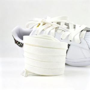 Lacets plats en polyester double couche unisexe Jodan AF SB Dunks, 8 mm de large, blancs, pour baskets, course à pied et sports de plein air - Product Image 4