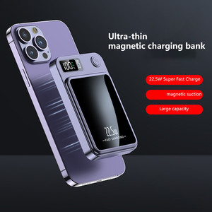 แบตเตอรี่สำรองขนาดเล็กแบบแม่เหล็กไร้สาย กำลังไฟสูง 20W ชาร์จเร็ว พร้อมหน้าจอ LED แสดงผลแบบดิจิตอล แบตเตอรี่ LI-Polymer - Product Image 2