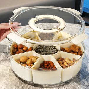 Round Dried Fruit <b>Tray</b> 8-11 Compartments Airtight Lid Food Grade Portable <b>Storage</b> Container For Snacks And Nuts - Product Image 1