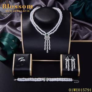 Бижутерия Blossom CS, роскошное многослойное жемчужное ожерелье, набор качественных 925 из стерлингового серебра с циркониевым жемчугом, комплекты ювелирных украшений для женщин - Product Image 5