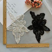 Applique en dentelle brodée de fleurs 3D de luxe, rose, tissu PVC, maille, paillettes, à coudre pour robes