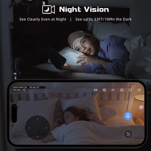 Caméra domestique à double objectif et double écran Caméra d'extérieur IP66 étanche Vision nocturne Caméra complète intelligente et automatisée - Product Image 4