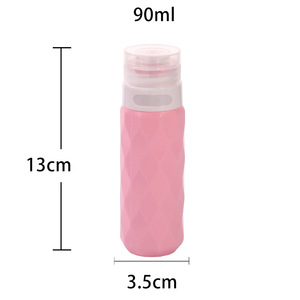 Ensemble de flacons distributeurs en silicone à succès – Bouteilles de voyage portables anti-fuite pour shampoing et gel douche, motif diamant - Product Image 6