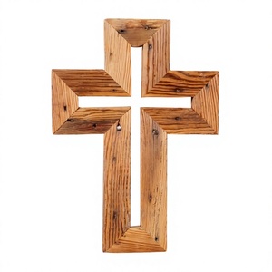 Sculpture murale en bois rustique en forme de croix, design géométrique, décoration intérieure pour salon, occasions spéciales (Nouvel An, Noël, naissance de bébé), Art Déco - Product Image 1