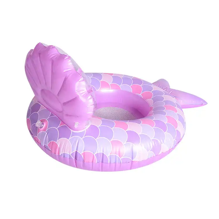 Inflatable Floatie New Design Adult Mermaid Swimming Ring Seashell Backrest Inflatable Lounge Chair Beach Inflatable Pool Floatie