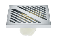 Siphon de sol carré moderne en laiton électroplaqué de 4 pouces avec filtre anti-retour pour salle de bain, machine à laver et douche