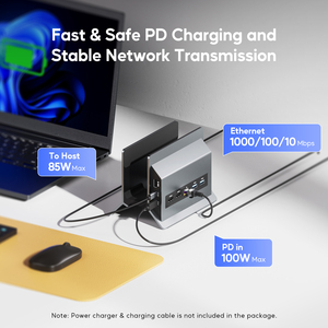 PULWTOP Station d'accueil USB C pour deux moniteurs avec 2 HDMI 4K 60Hz, 3X USB A/C 10Gbps, Ethernet pour Windows et ChromeOS - Product Image 6