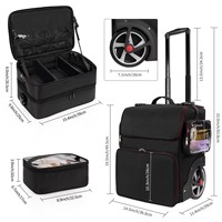 Relavel Étui de coiffure roulant avec logo personnalisé Étui de voyage de grande capacité Étui de beauté essentiel Bagages Sacs de maquillage Valise à roulettes