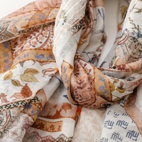Écharpe à franges de style ethnique, couleur beige, imprimé fleurs de cachemire, 180*90cm, grande écharpe en voile de coton à motif paisley