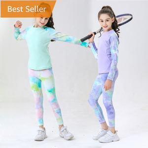 ชุดออกกำลังกายเด็กผู้หญิง 2 ชิ้น เสื้อแขนยาวลายพิมพ์ กางเกงเลกกิ้งสำหรับยิมนาสติก เต้นรำ ชุดกีฬา ฟิตเนส โยคะ - Product Image 1