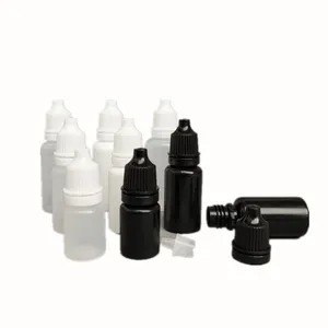 Schwarz Kleiner Mund 10ml 15ml 20ml fest schwarz EO sterile Augen spülung Tropfen Plastik flasche mit Triangle Blind Mark