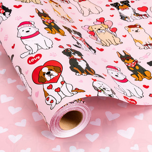 Romantic Valentine's Day gift wrapping <b>paper</b> Pink heart shaped puppy wrapping <b>paper</b> Romantic wedding wrapping <b>paper</b> - Product Image 1