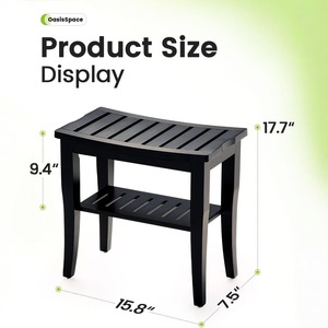 Banc de douche Hc avec étagère de rangement 55,88 x 40 x 11,43 cm, tabouret de salle de bain imperméable - Product Image 2