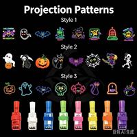 Jouet projecteur de doigt d'Halloween, lampe de poche LED à projection pour doigt, motifs fantôme, citrouille, chauve-souris, pour fête d'enfants