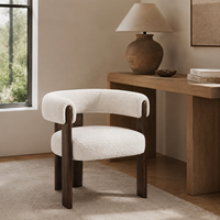 Fauteuil de salle à manger moderne de luxe en velours roux, fauteuil en bois foncé avec dossier à coussin pour projets hôteliers et villas, fabricant OEM