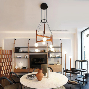 French Style Vintage Loft Chandelier Solid Wood Round <b>LED</b> Pendant <b>Light</b> For Living Room Dining Room Modern Design - Product Image 1