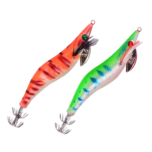 Señuelos de calamar Jig, accesorios de Pesca, Señuelos de Pesca de camarones, cebos de plantilla de calamar cubiertos de tela, anzuelos dobles para camarones, Señuelos de Pesca de calamar