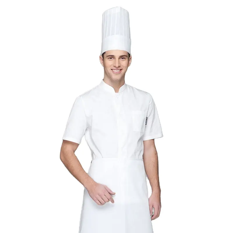 CHECKEDOUT poly cotton kitchen white chef uniform coat restaurant hospitality food chef clothes